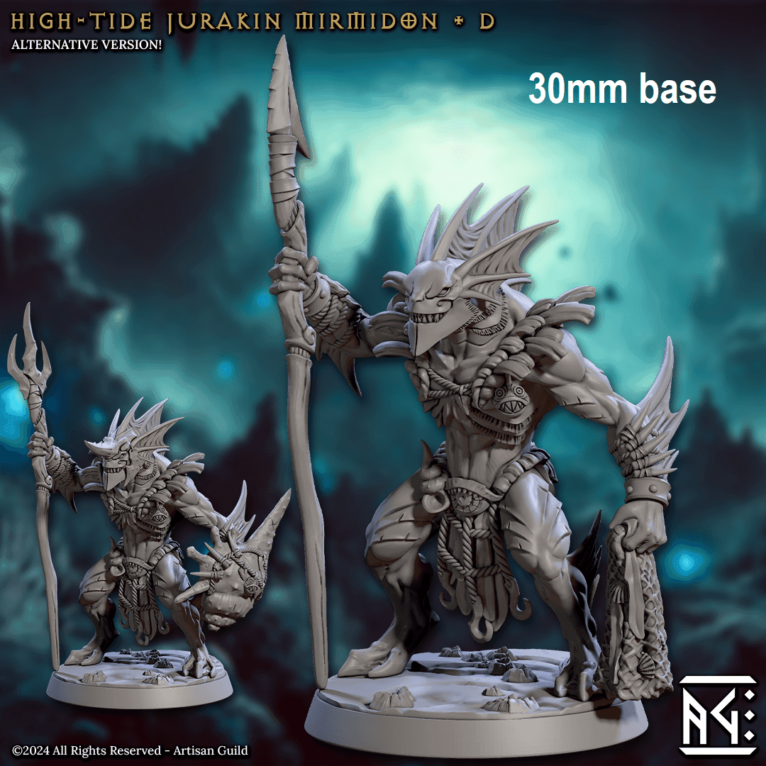 High-Tide Jurakin Mirmidon: Sculpt D (Male Merfolk Warrior) - With Helmet / Net / Trident