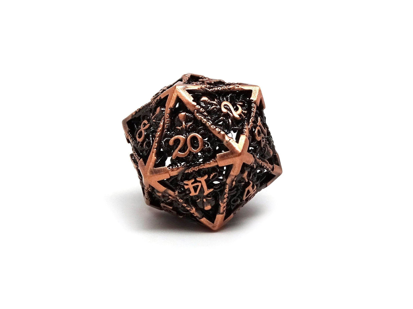 Hollow Metal Copper Cthulhu Dice Set - 