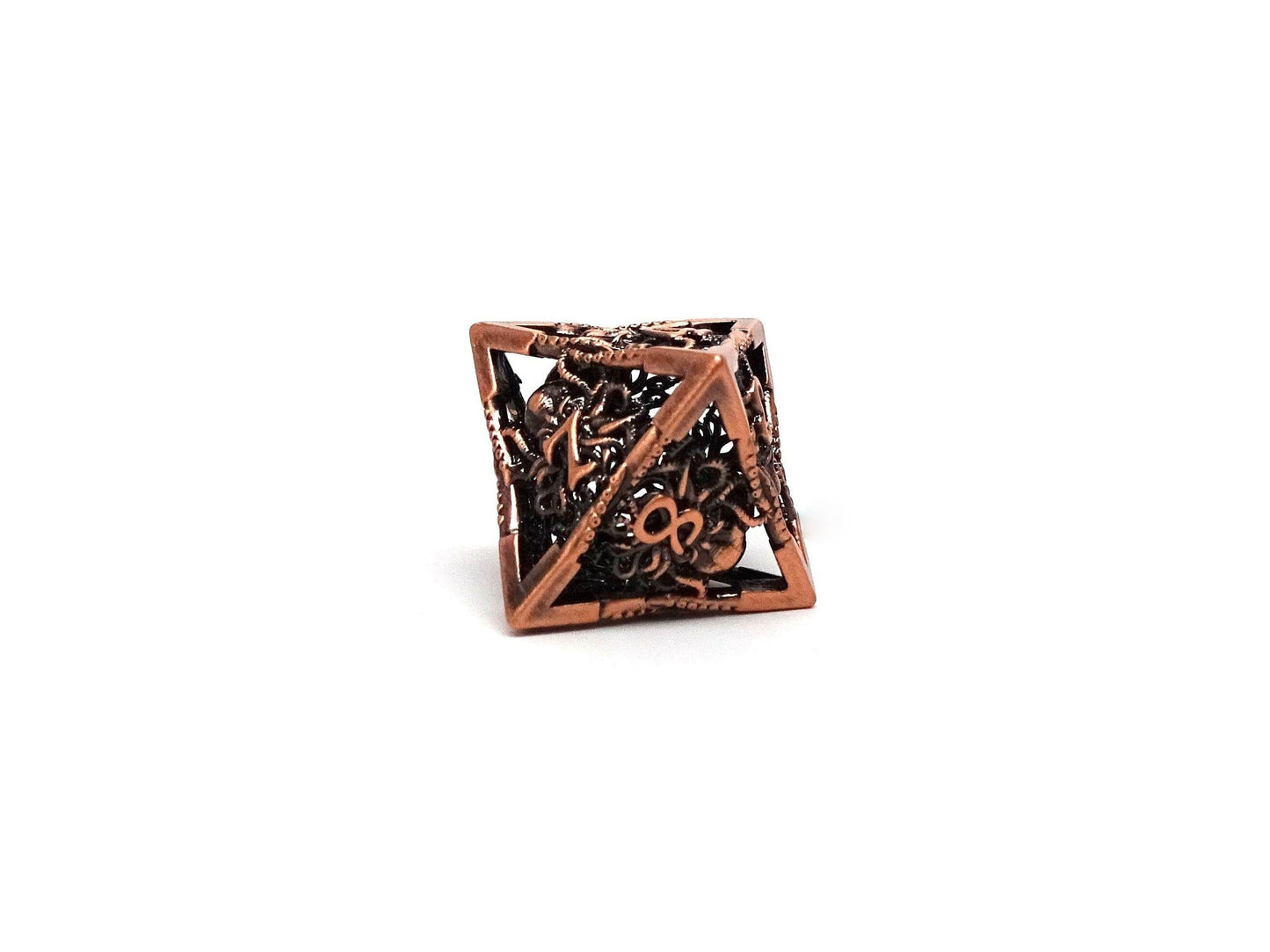 Hollow Metal Copper Cthulhu Dice Set - 