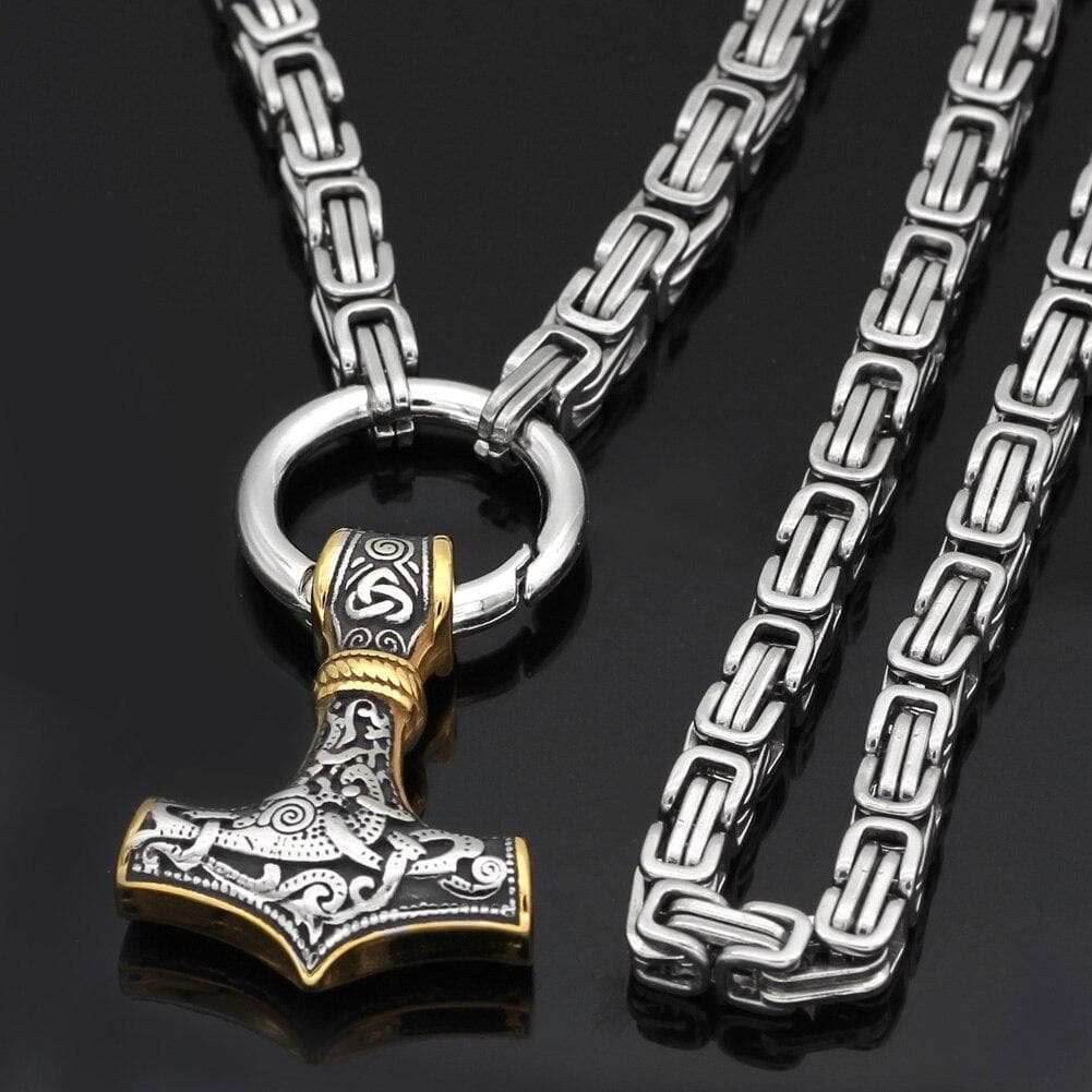 Vikings Mjolnir Stainless Steel King Chain Necklace - 50 CM / 19 IN