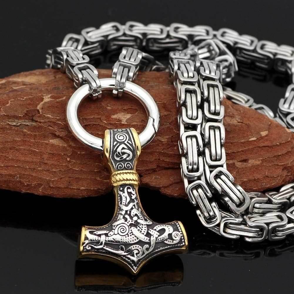 Vikings Mjolnir Stainless Steel King Chain Necklace - 50 CM / 19 IN