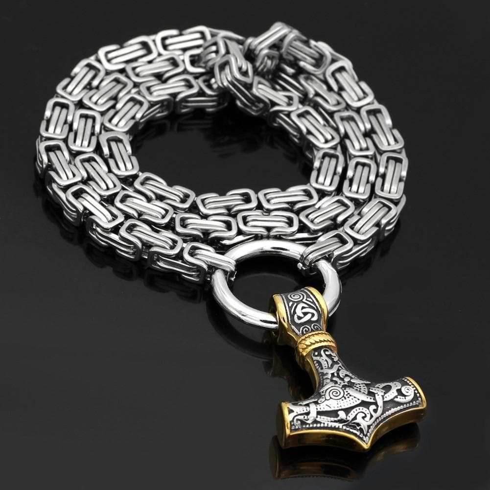 Vikings Mjolnir Stainless Steel King Chain Necklace - 50 CM / 19 IN