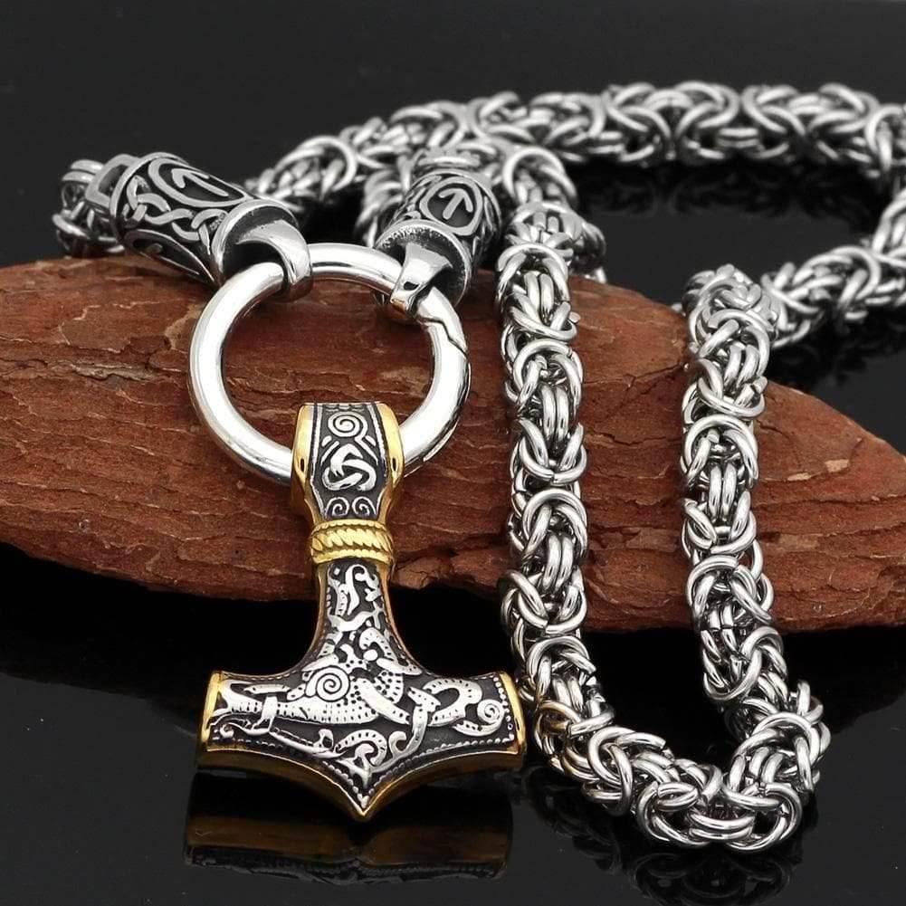 Vikings Mjolnir King Chain Stainless Steel Necklace - 50 CM / 19 IN