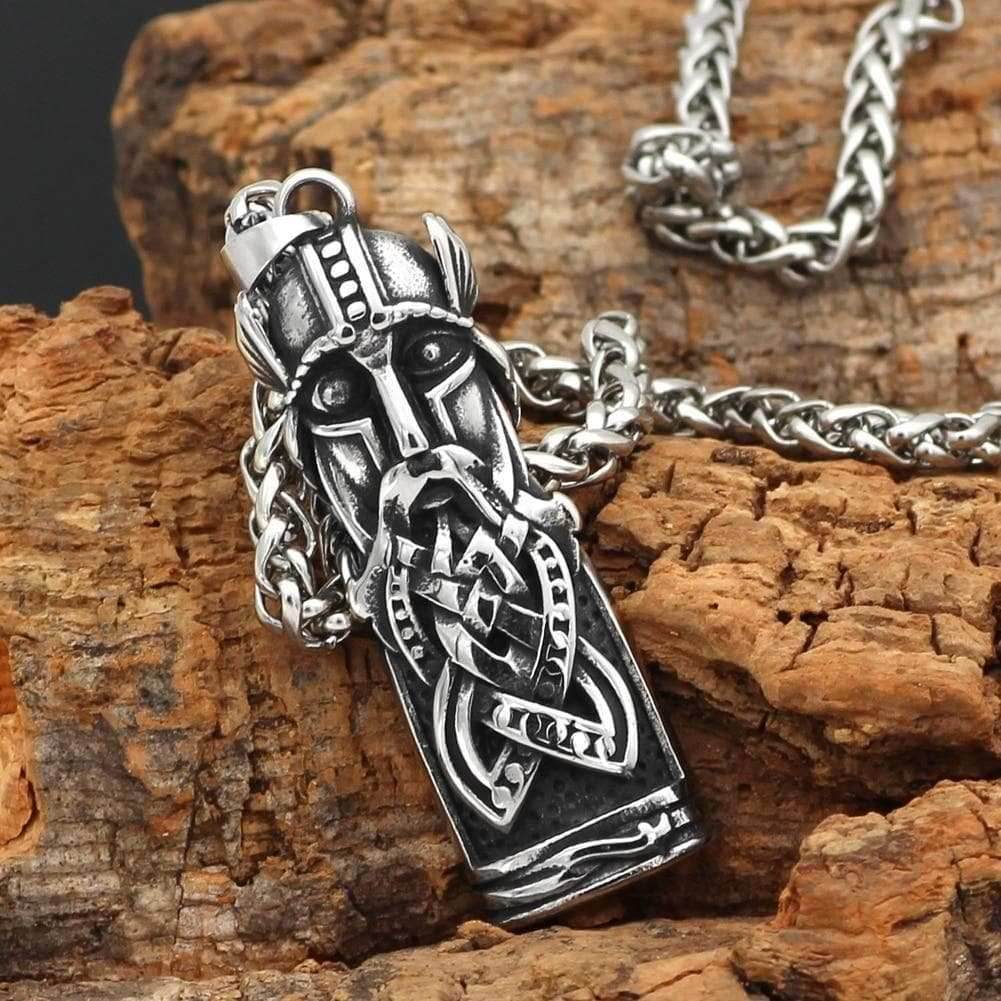 Vikings Odin Face Stainless Steel Necklace - Metal Chain
