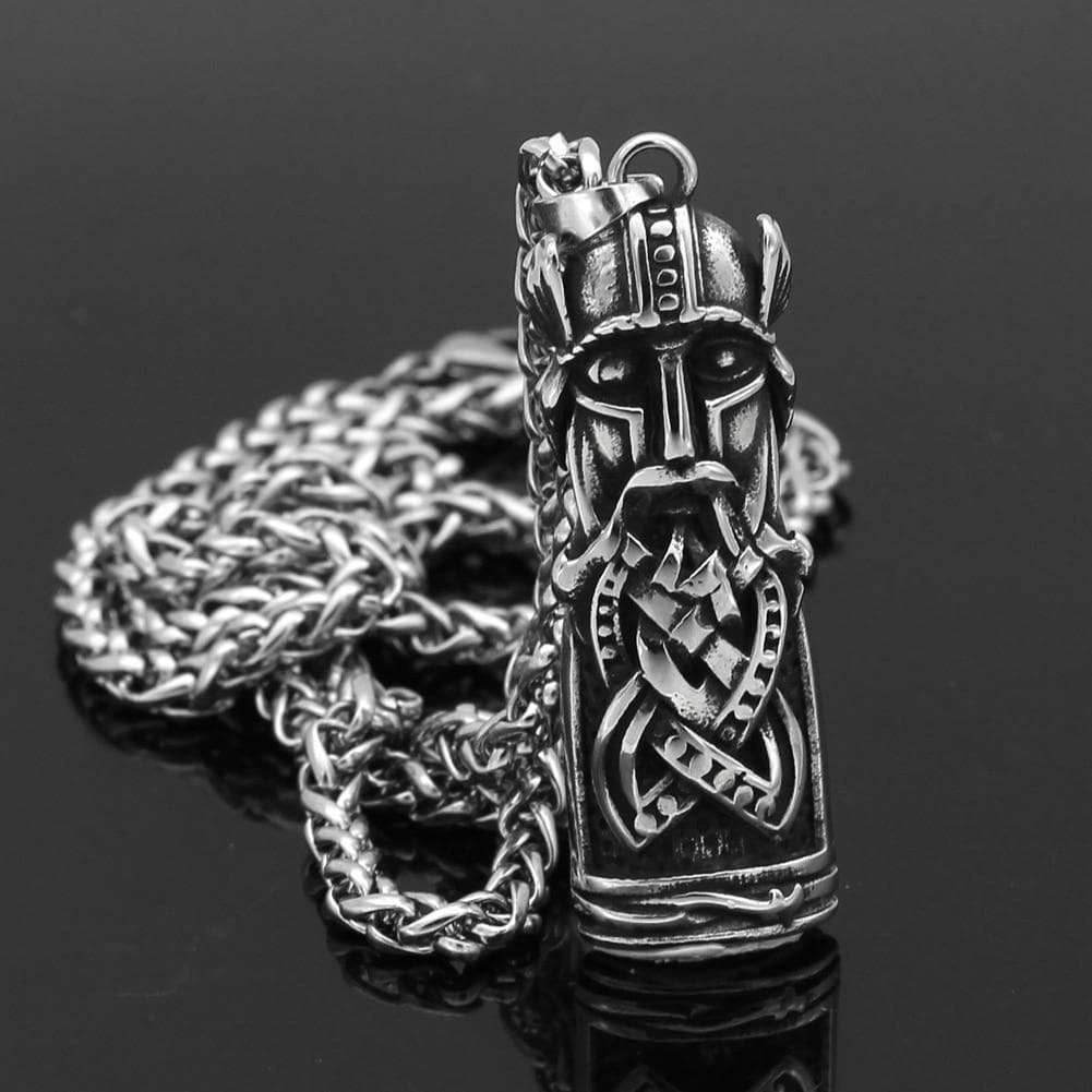 Vikings Odin Face Stainless Steel Necklace - Metal Chain