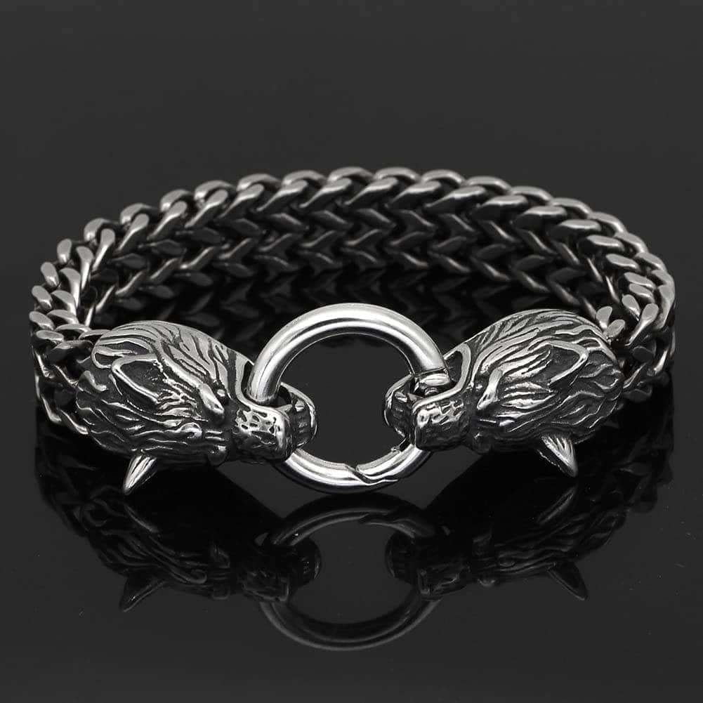 Viking Nordic Geri & Freki Stainless Steel Bracelet - 