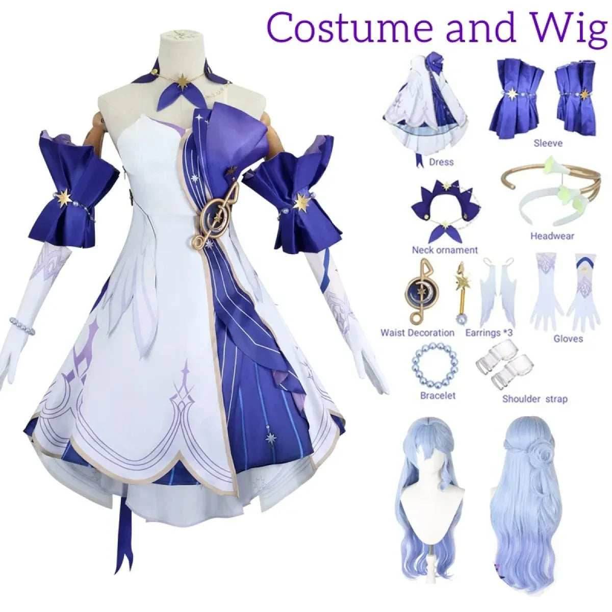 Honkai Star Rail March 7th Cosplay Costume with Wig & Accessories - XS / Costume and wig