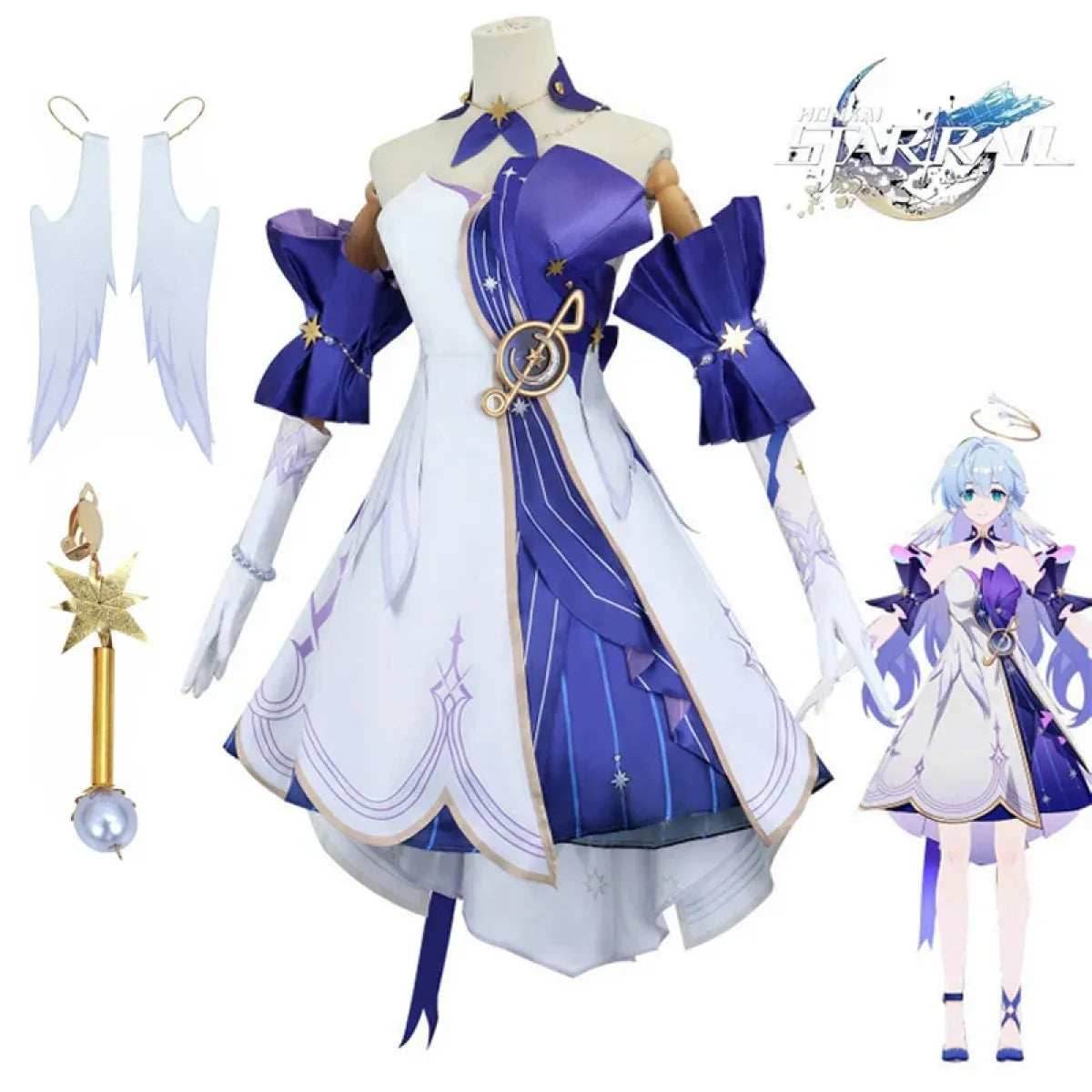 Honkai Star Rail March 7th Cosplay Costume with Wig & Accessories - XS / Costume Only