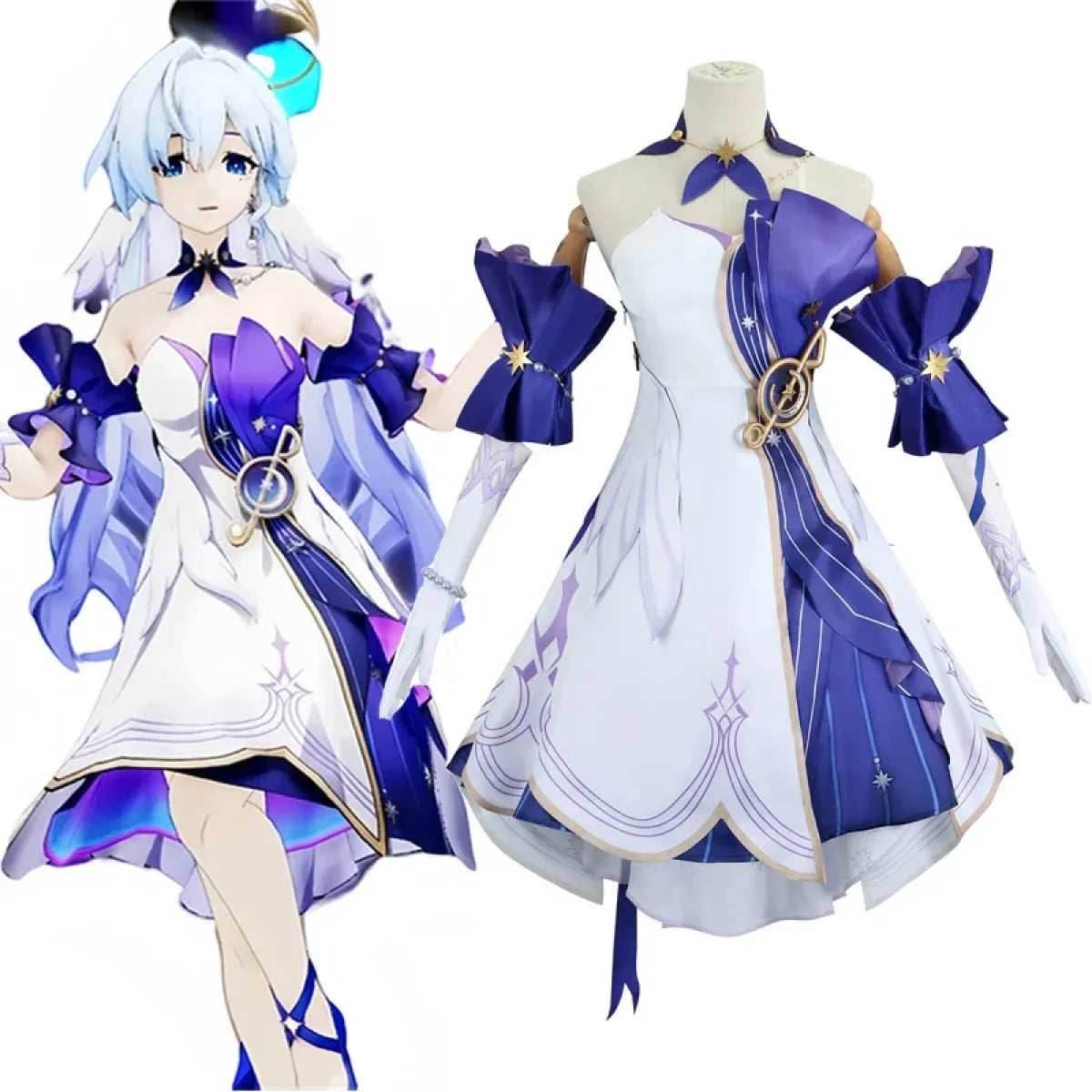 Honkai Star Rail March 7th Cosplay Costume with Wig & Accessories - XS / Costume Only