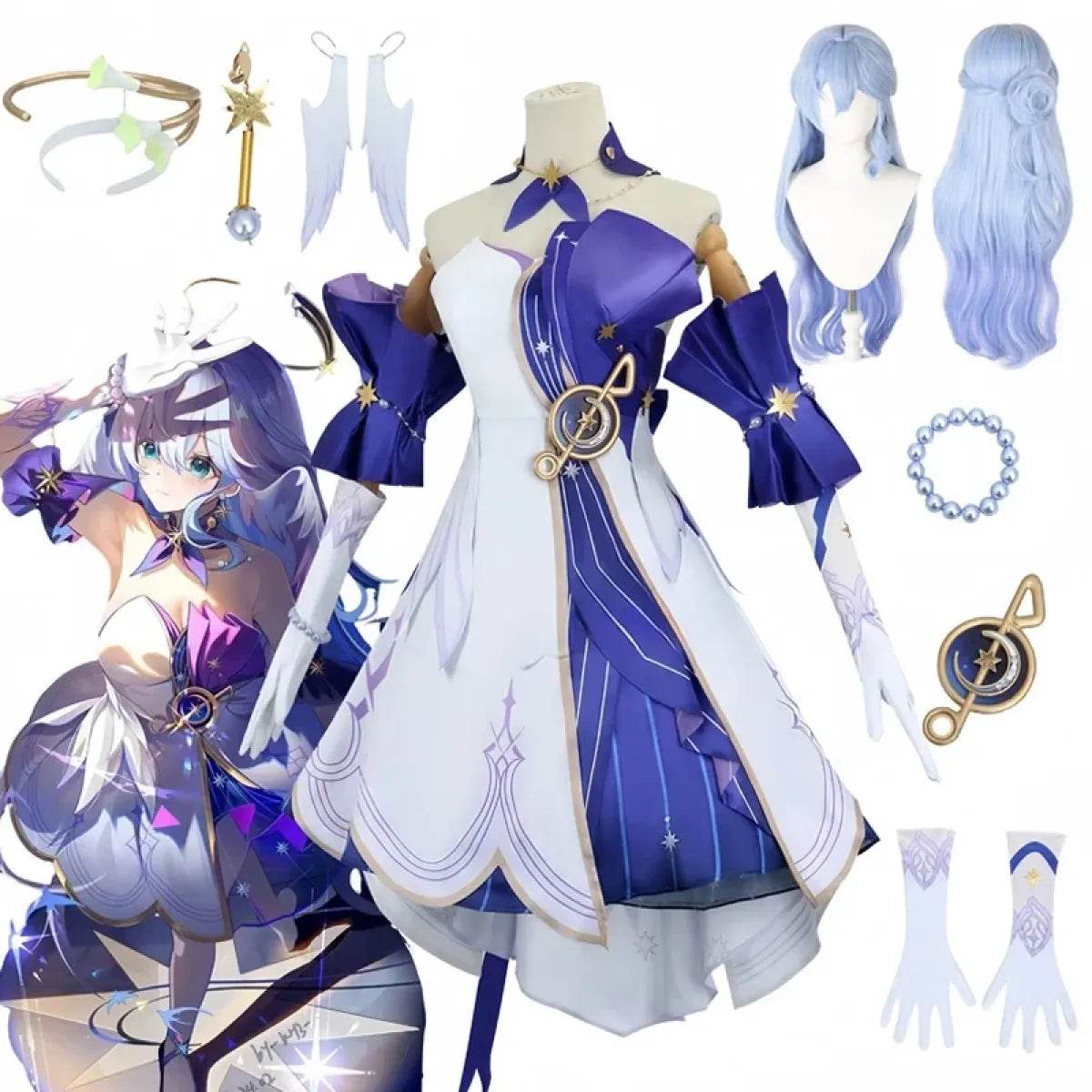 Honkai Star Rail March 7th Cosplay Costume with Wig & Accessories - XS / Costume Only