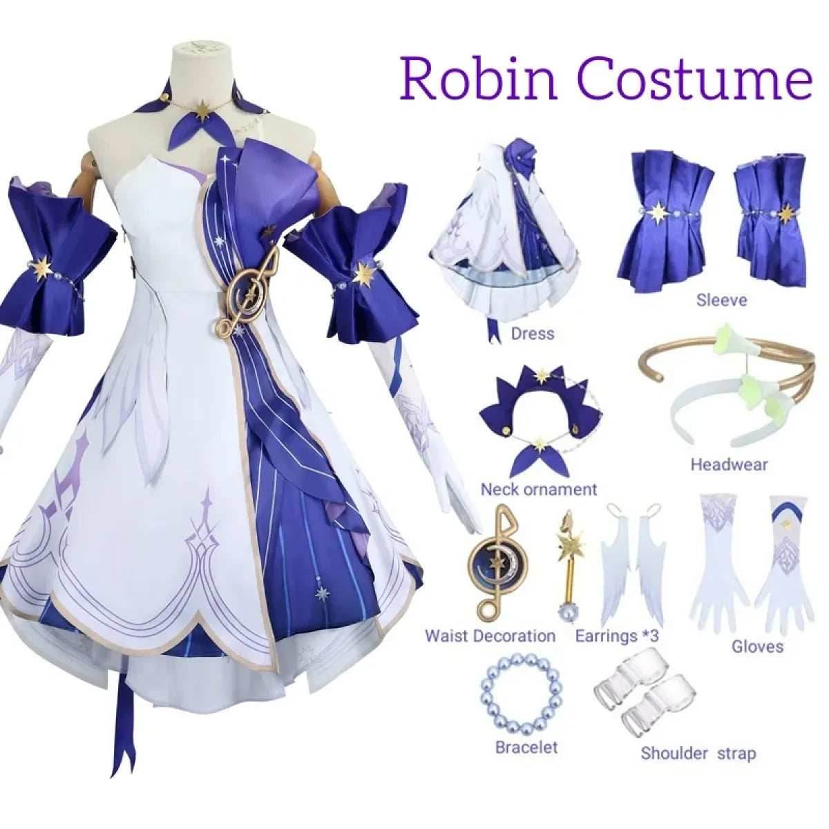 Honkai Star Rail March 7th Cosplay Costume with Wig & Accessories - XS / Costume Only