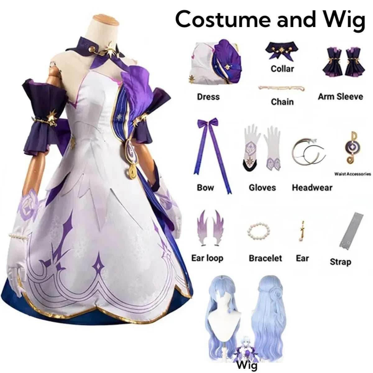 Honkai Star Rail Robin Cosplay Costume – Dress, Wig, Wings & Accessories - XS / Costume and wig