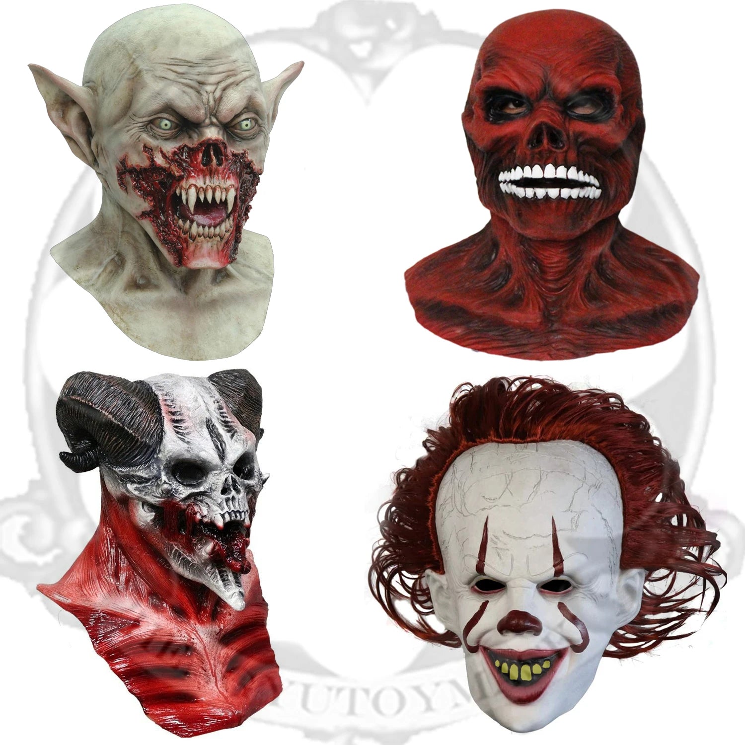 Horror Demon Vampire Red Devil Mask Clown Latex Mask Halloween Costume