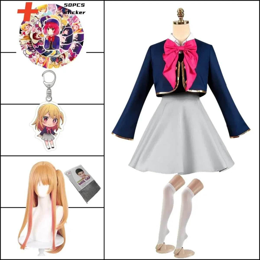 OSHI NO KO Ai Hoshino Cosplay Costume - Lolita Pink Uniform Dress - A8 / XS / CHINA | anime
