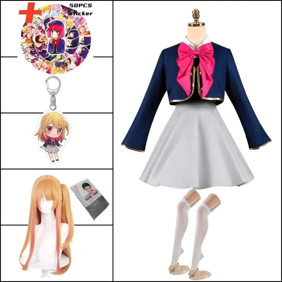 OSHI NO KO Ai Hoshino Cosplay Costume - Lolita Pink Uniform Dress - A8 / XS / CHINA | anime