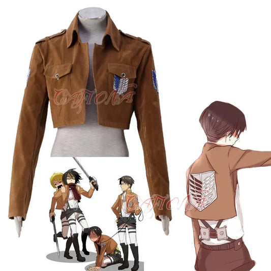 Hot Attack on Titan Eren Jäger Jacket Eren Levil Mikasa Ackerman Cosplay Costume Cool Short Coat Unisex