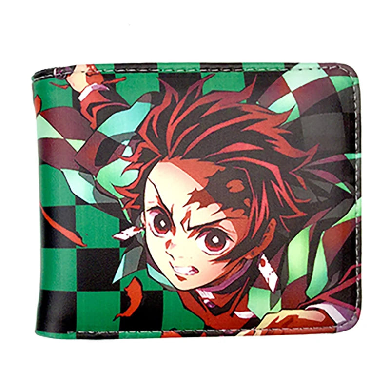 Hot Demon Slayer Kamado Tanjirou Wallet Cartoon Purse Leather Short Wallets for Men Women