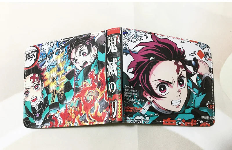 Hot Demon Slayer Kamado Tanjirou Wallet Cartoon Purse Leather Short Wallets for Men Women