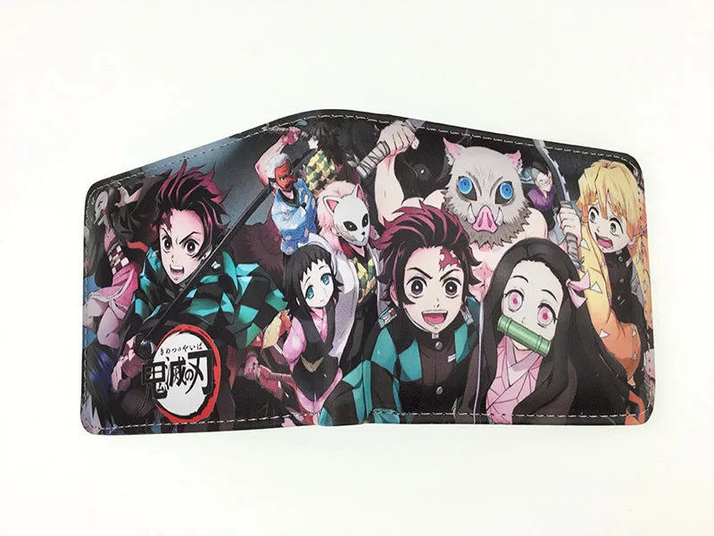 Hot Demon Slayer Kamado Tanjirou Wallet Cartoon Purse Leather Short Wallets for Men Women