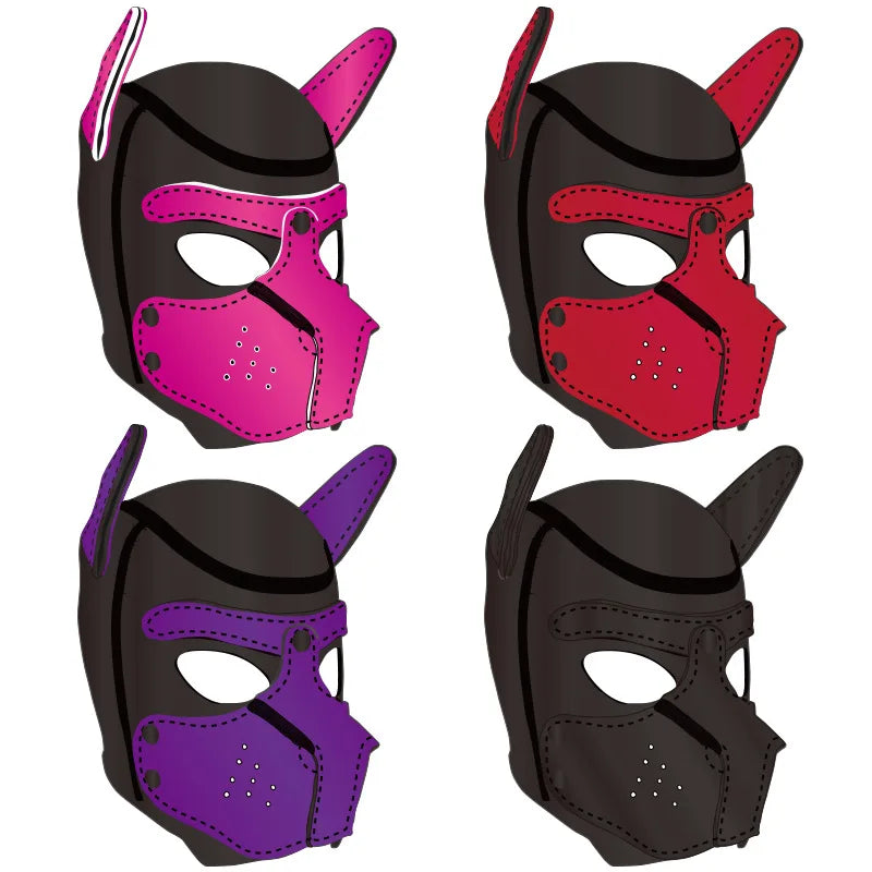 Hot Fashion Dog Mask Puppy Cosplay Full Head for Padded Latex Rubber Role Play with Ears 10 Color