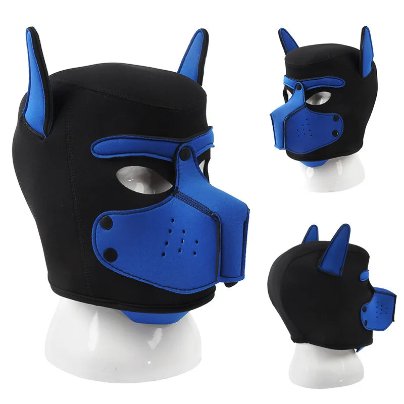 Hot Fashion Dog Mask Puppy Cosplay Full Head for Padded Latex Rubber Role Play with Ears 10 Color