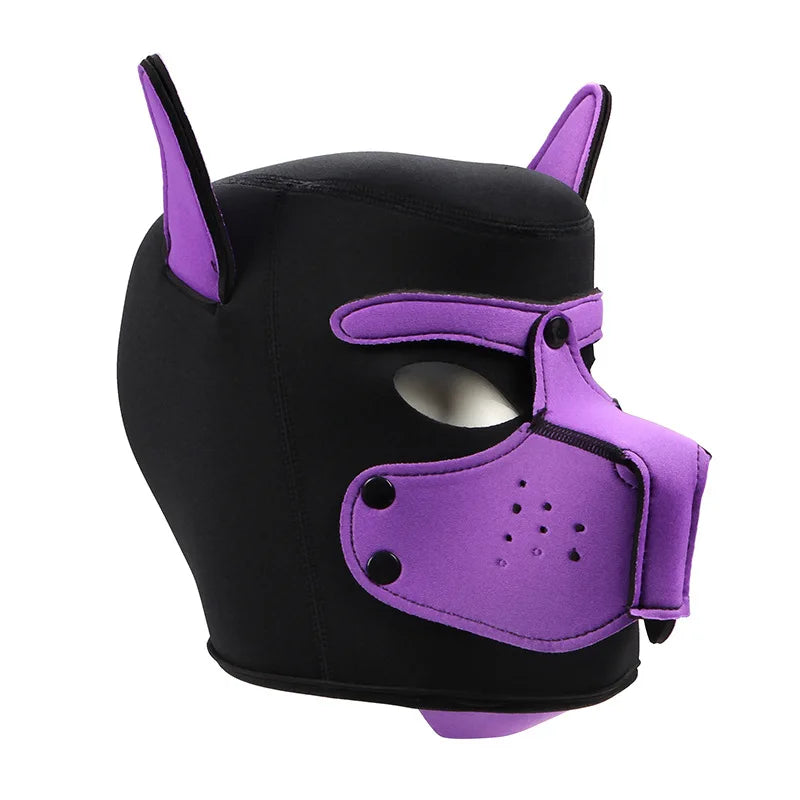 Hot Fashion Dog Mask Puppy Cosplay Full Head for Padded Latex Rubber Role Play with Ears 10 Color