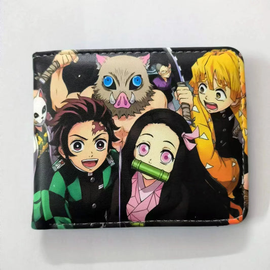 Hot Sell Anime Demon Slayer Wallet PU Leather Short Purse With Coin Pocket for Boy Girl Student