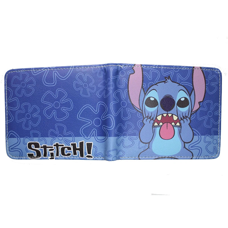 Hot Sell PU Leather Cartoon Stitch Wallet Short Purse with Coin Pocket for Young Wholesale