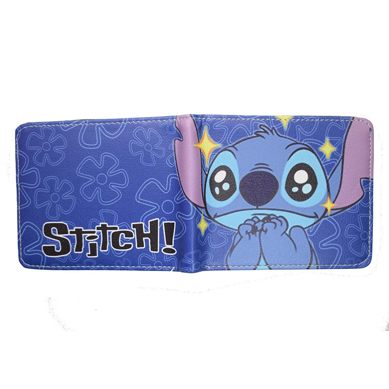 Hot Sell PU Leather Cartoon Stitch Wallet Short Purse with Coin Pocket for Young Wholesale