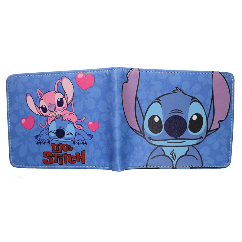 Hot Sell PU Leather Cartoon Stitch Wallet Short Purse with Coin Pocket for Young Wholesale