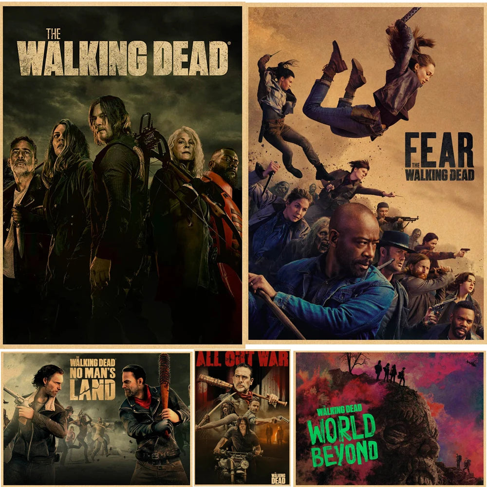 Hot The Walking Dead Season 7 Classic Movie Kraft Paper Poster Bar Cafe Living Room Dining Room Wall Decorative Paintings