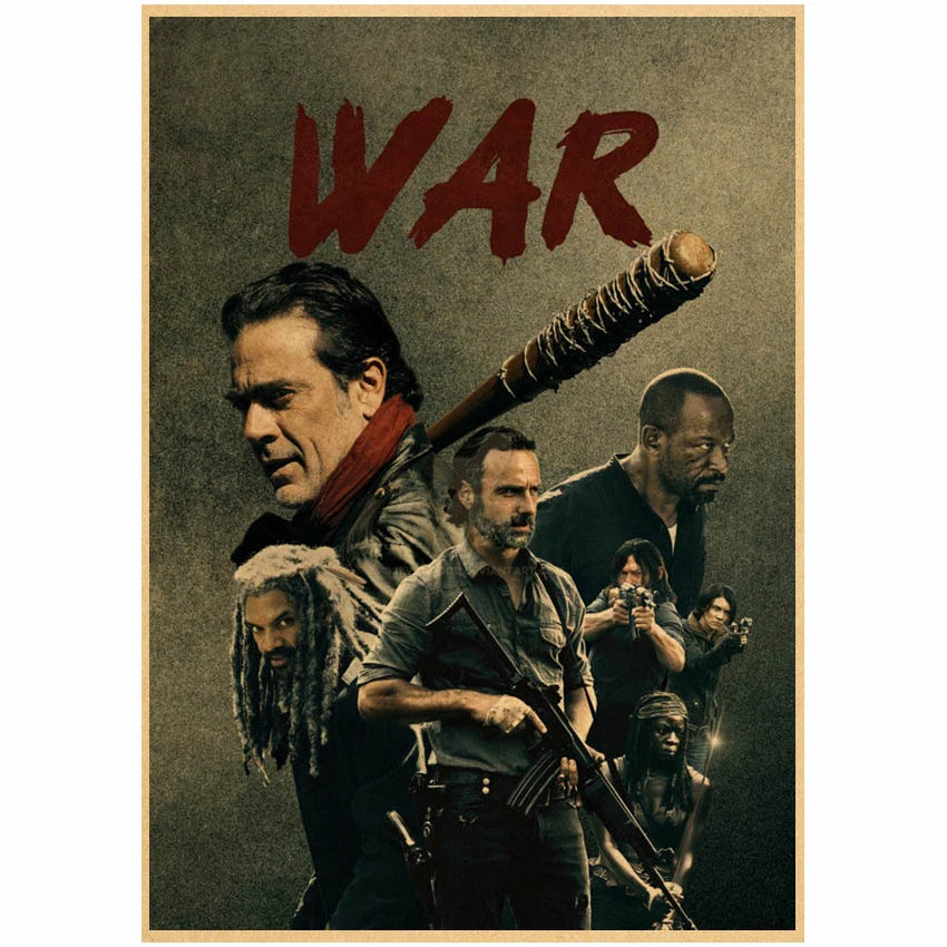 Hot The Walking Dead Season 7 Classic Movie Kraft Paper Poster Bar Cafe Living Room Dining Room Wall Decorative Paintings