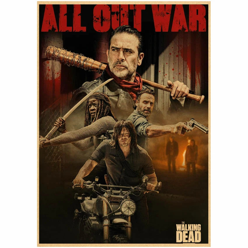 Hot The Walking Dead Season 7 Classic Movie Kraft Paper Poster Bar Cafe Living Room Dining Room Wall Decorative Paintings