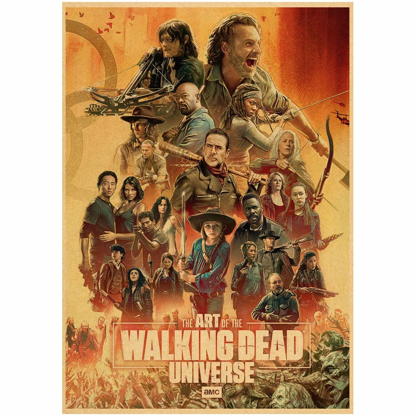 Hot The Walking Dead Season 7 Classic Movie Kraft Paper Poster Bar Cafe Living Room Dining Room Wall Decorative Paintings