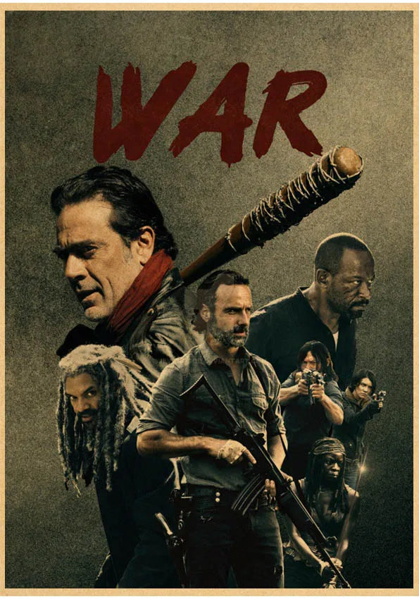 Hot The Walking Dead Season 7 Classic Movie Kraft Paper Poster Bar Cafe Living Room Dining Room Wall Decorative Paintings