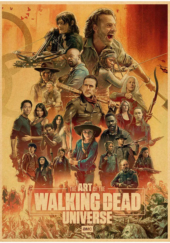 Hot The Walking Dead Season 7 Classic Movie Kraft Paper Poster Bar Cafe Living Room Dining Room Wall Decorative Paintings