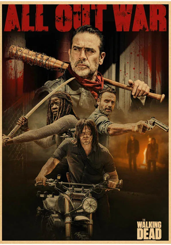 Hot The Walking Dead Season 7 Classic Movie Kraft Paper Poster Bar Cafe Living Room Dining Room Wall Decorative Paintings