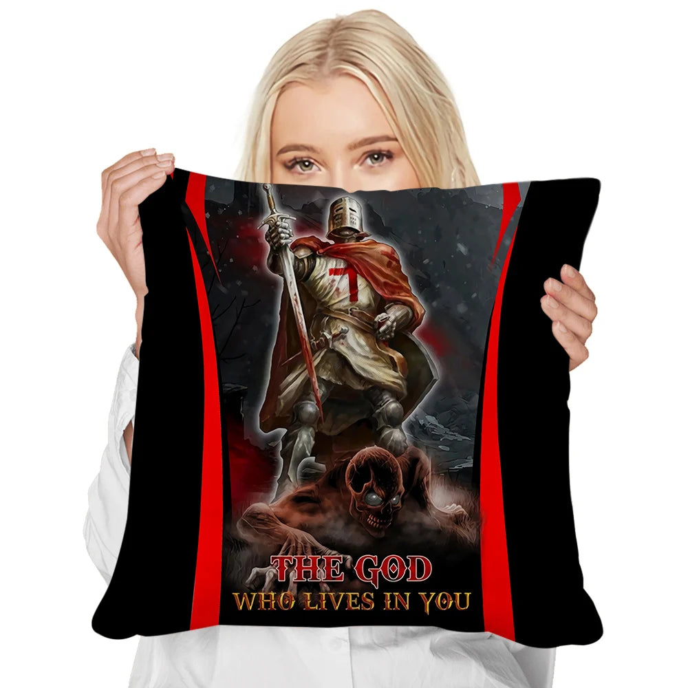 HX Knights Templar Pillow Case Jesus Lion Cross Warrior 3D Printed Cushion Cover Polyester Pillows Home Decor Dropshipping