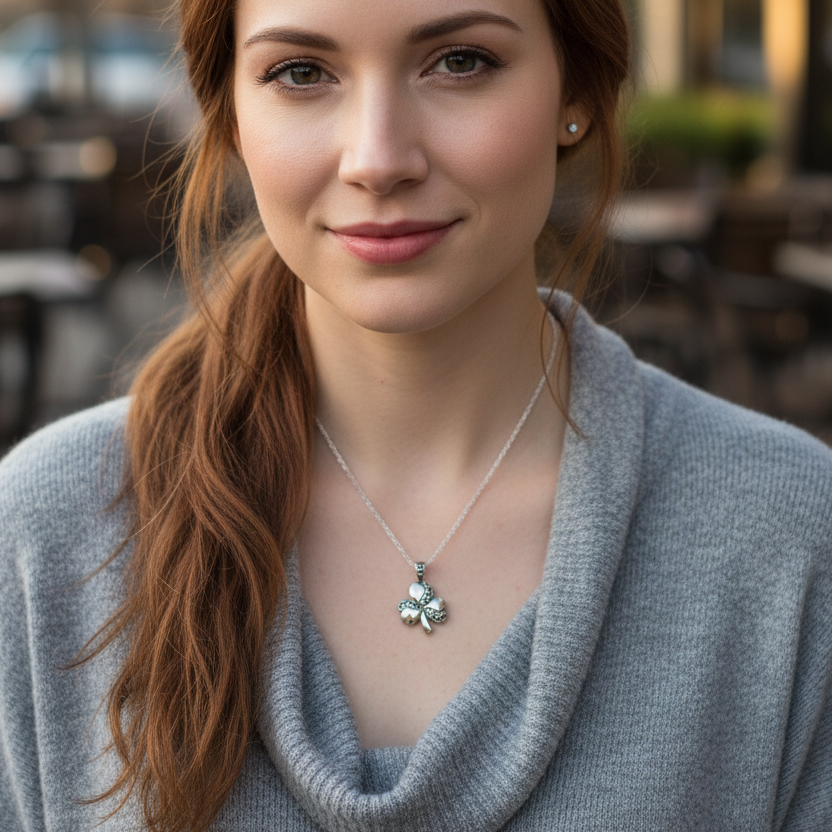 Shamrock Marcasite Necklace