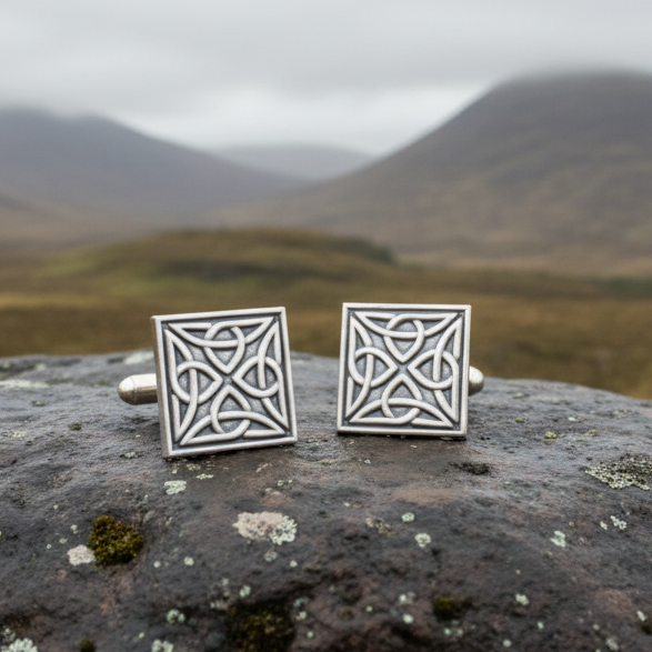 Square Trinity Knot Cuff Links