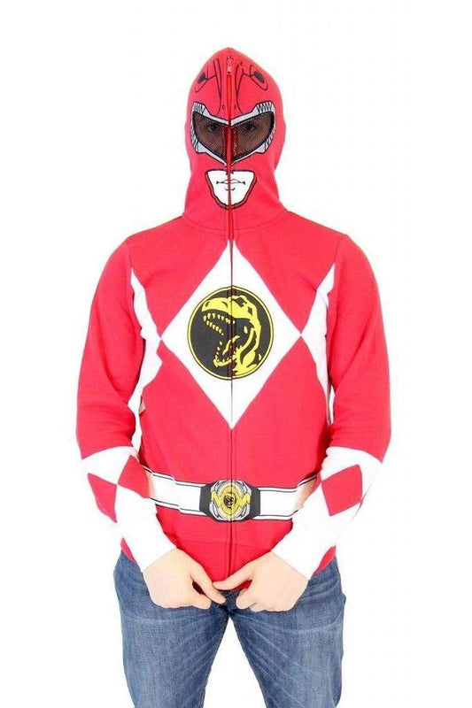 I Am Red Ranger Full Zip Costume Hoodie Sweatshirt - S