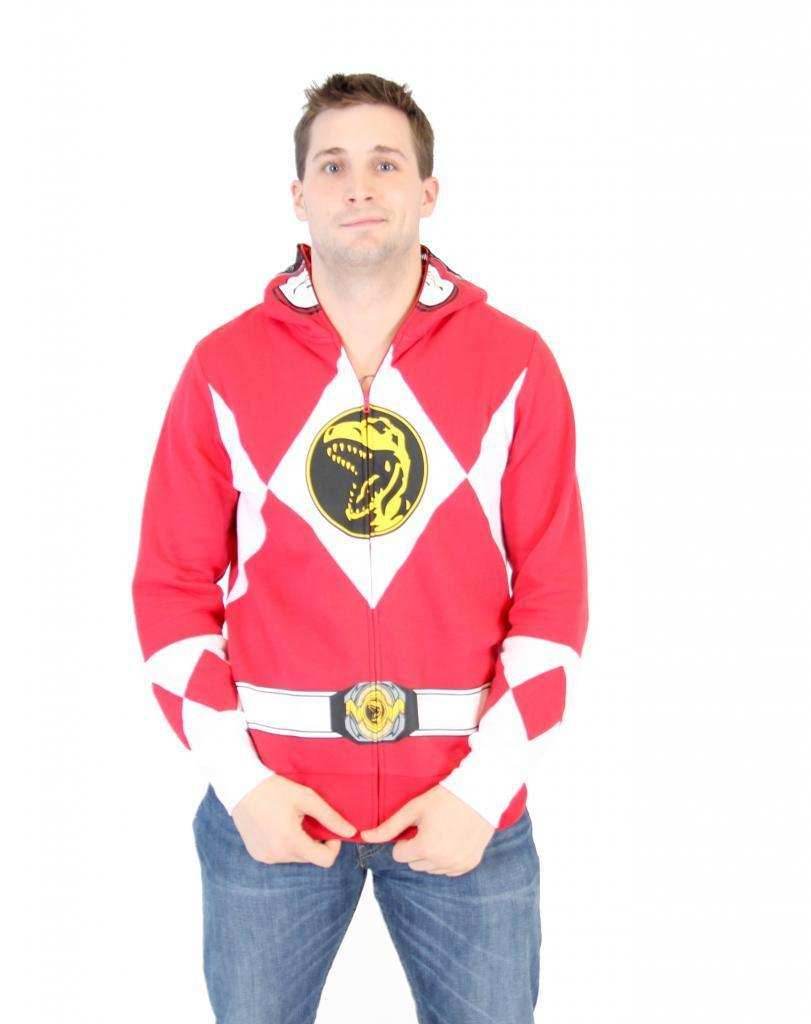 I Am Red Ranger Full Zip Costume Hoodie Sweatshirt - S