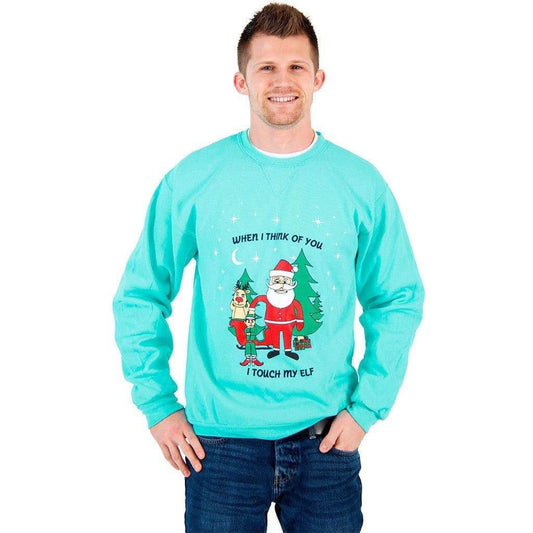 I Touch My Elf Ugly Christmas Sweatshirt - S