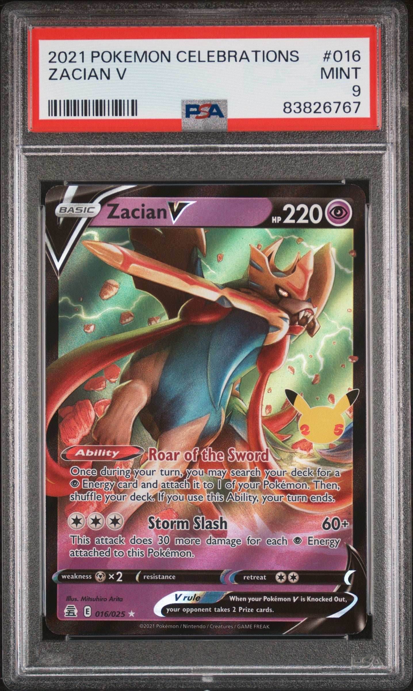 2021 POKEMON CELEBRATIONS ZACIAN V #16 PSA 9 - 