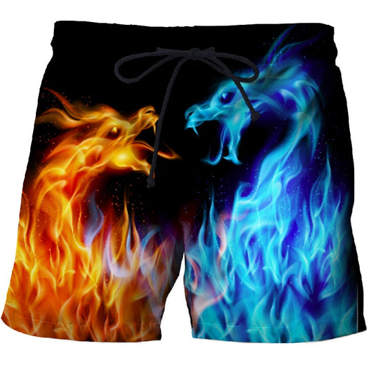 Ice & Fire Dragon 3D Print Summer Beach Shorts Streetwear Men Board Short Plage Casual Quick Dry Sport  Shorts