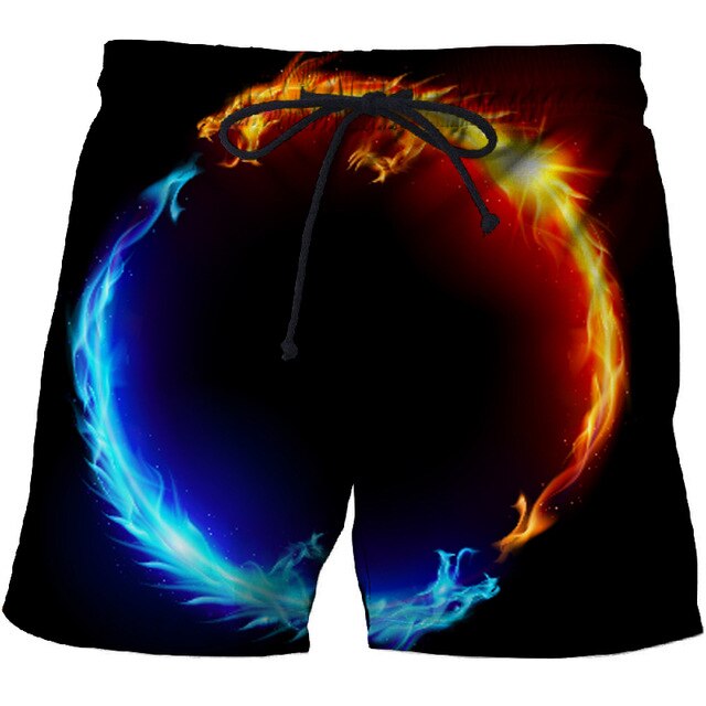 Ice & Fire Dragon 3D Print Summer Beach Shorts Streetwear Men Board Short Plage Casual Quick Dry Sport  Shorts