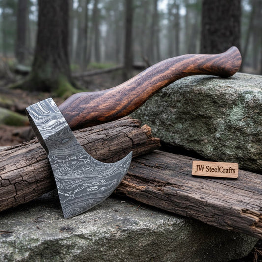 19 Inch Curved Rosewood Damascus Chopping Axe