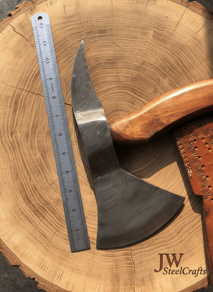 Camping Axe Damascus Steel 20 Inch Rosewood Handle with Leather Sheath