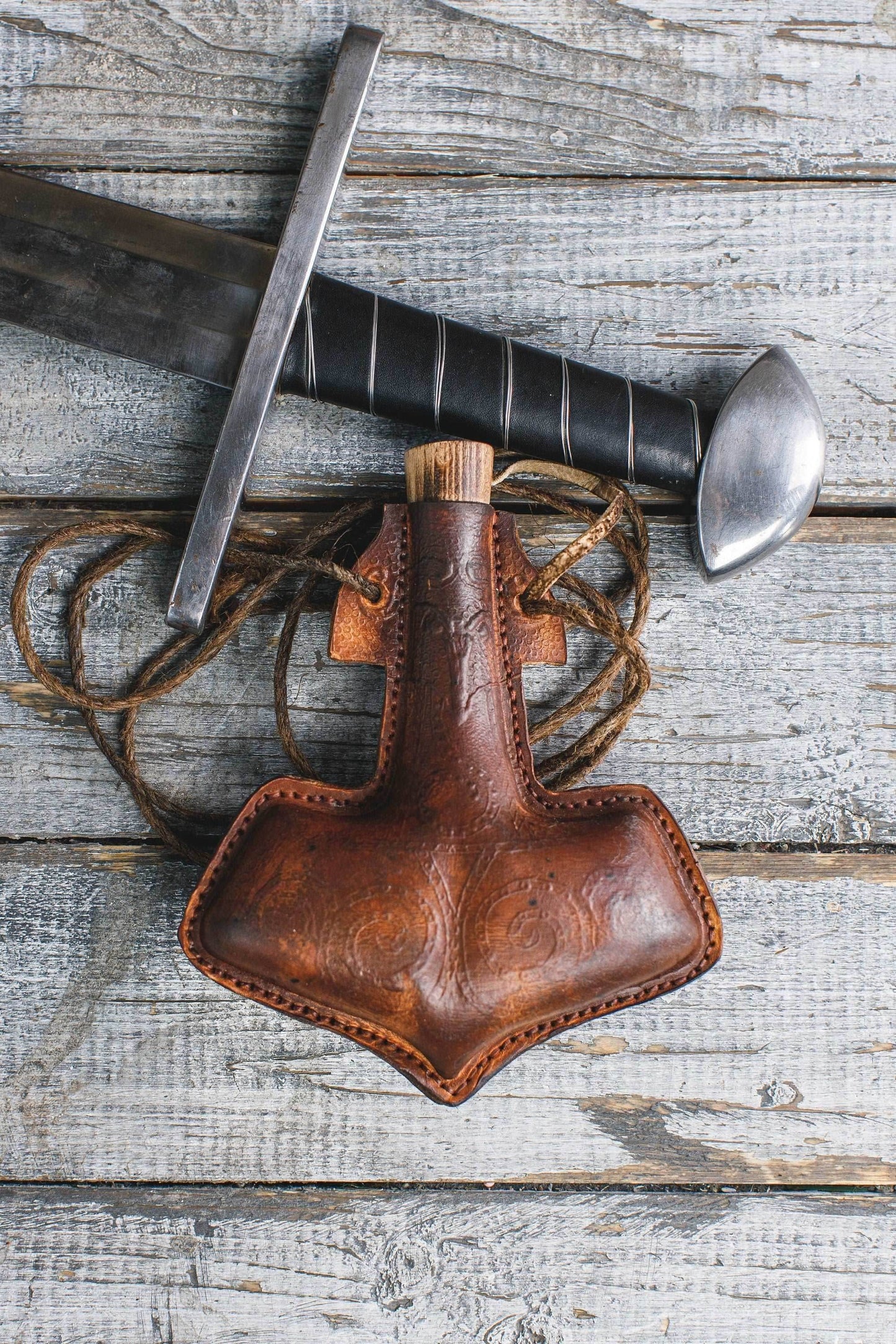 Celtic leather flask embossed - 