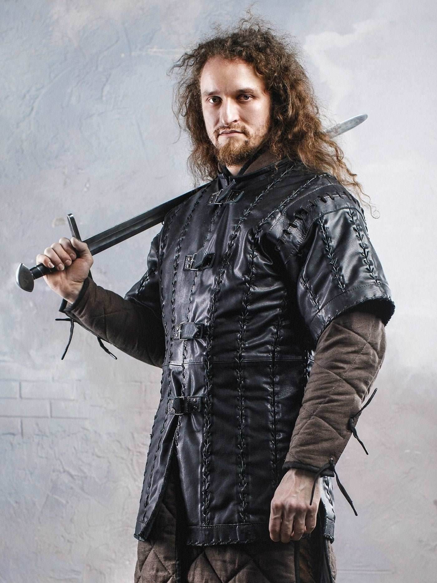 Battle black leather tunic - XS